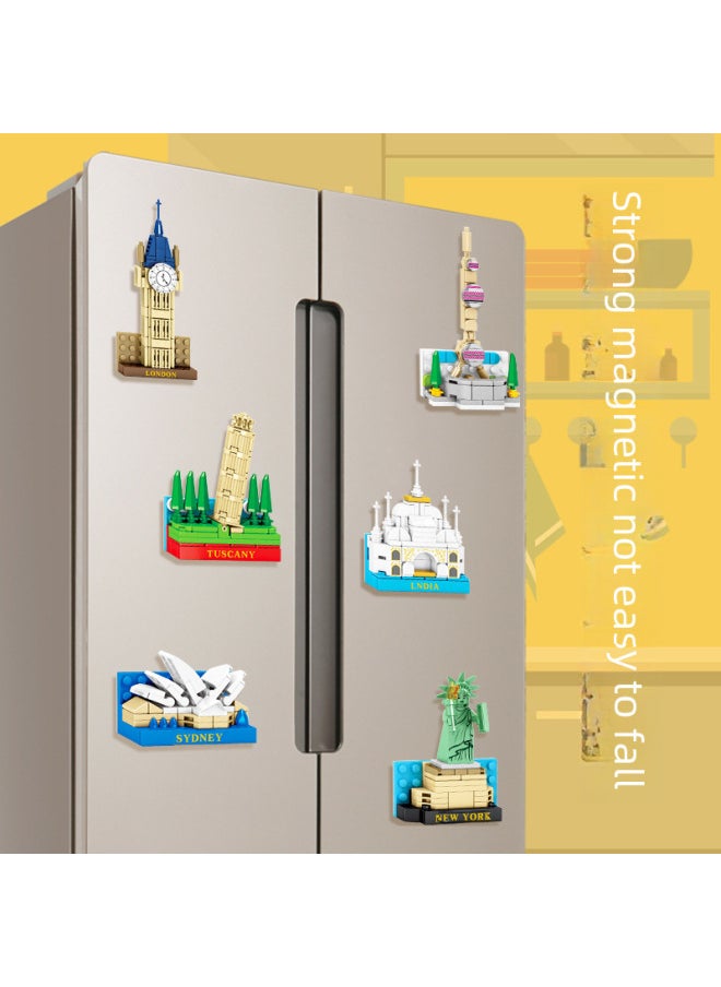 Generic - Senbao Creative Street View 610001-18 World Building Refrigerator Stickers Children Assembled Assembling Puzzle Building Blocks Toys-Color:Lewan 7162(8 Models) Gundam Refrigerator Stickers - Image 1
