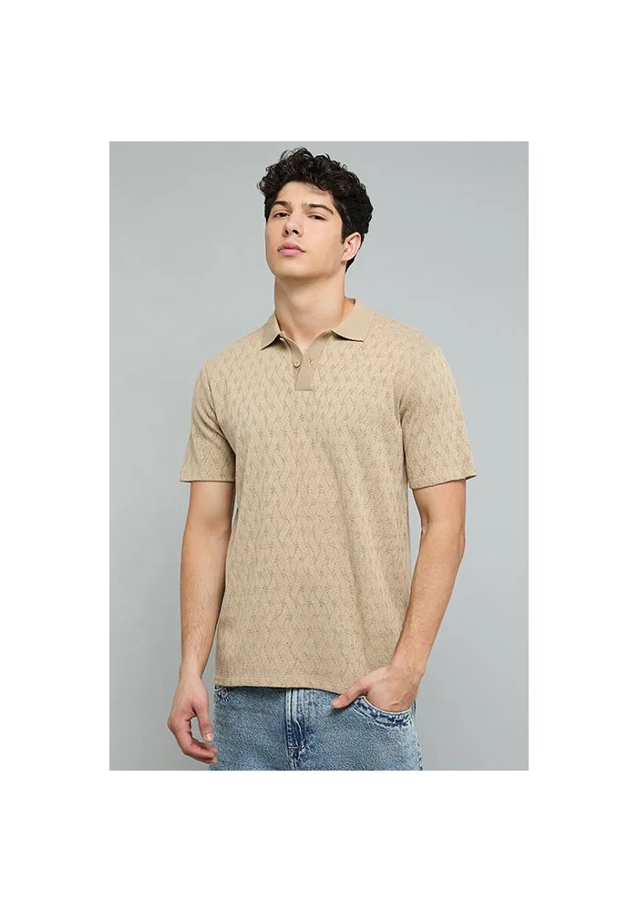 R&b Jacquard Polo T-Shirt with Short Sleeves