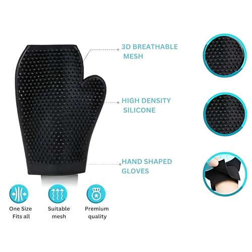 FARMER KING MAT Farmer King Pet Washing Rubber Massage Hand Shaped Bath Glove for Dog, Cow, Buffalo, Bull, Horse Bath Glove Pack of 1 Pc (Black) - Image 2