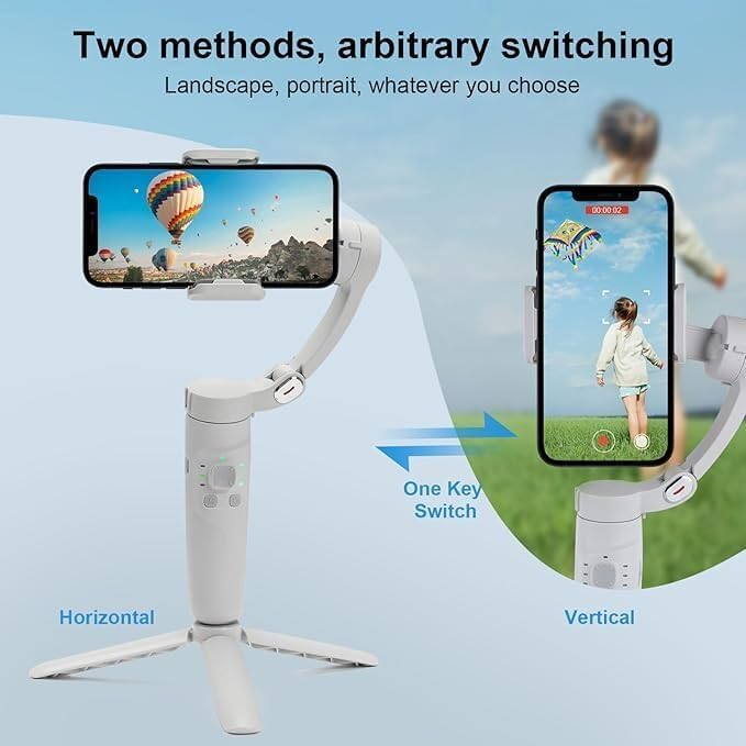 WeFly M1 3-AXIS Merak One Original Gimbal | Advanced Gyroscope | Shake-Free Footage | Real Time Charging | Manunt Zooming, Time-Lapse, Honzontal & Portait Mode | Ideal for Vlogging & Travel - Image 2