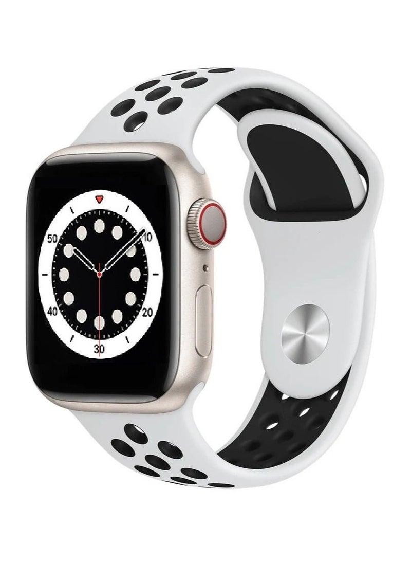 CATANES Apple Watch 41mm / 40mm / 38mm Replacement Band Silicone Strap Sport Wrist Band Replacement Smart Watch Band White/Black - Image 1