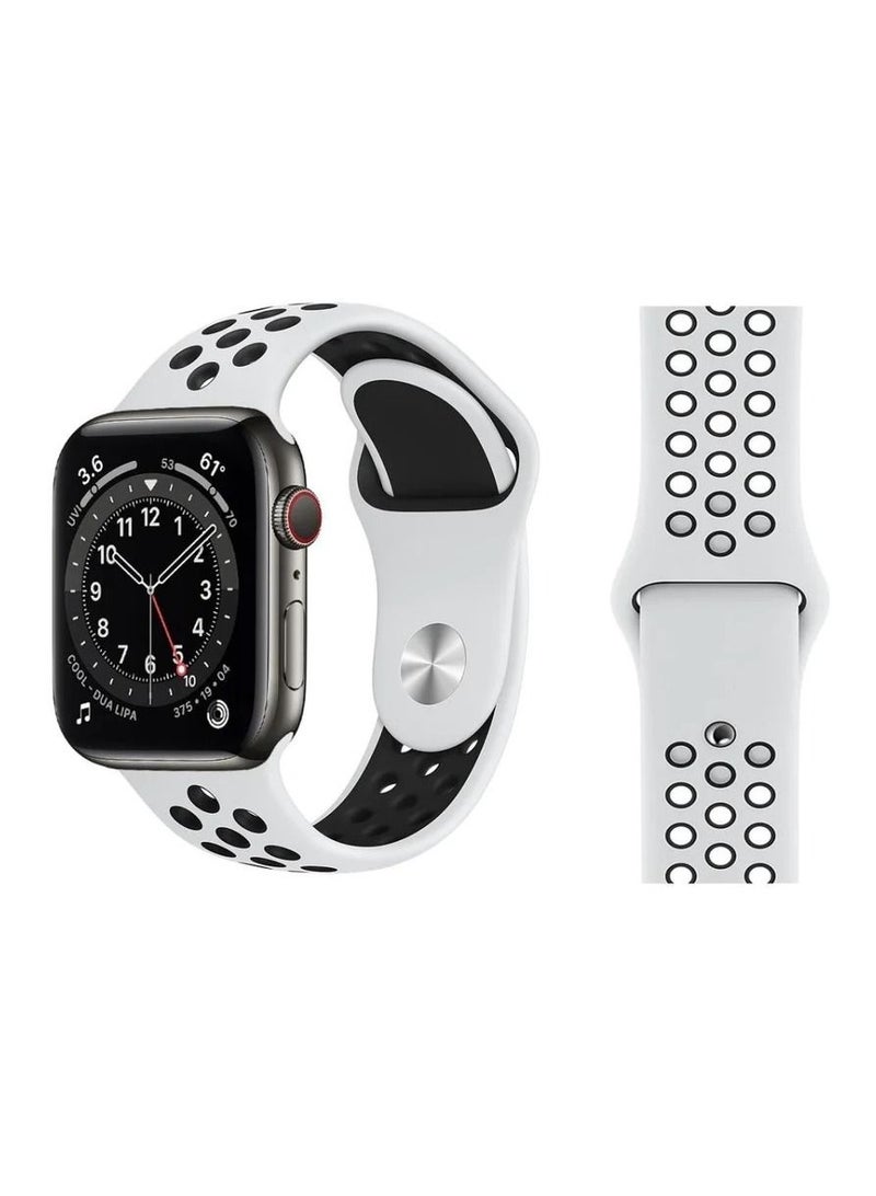 CATANES Apple Watch 41mm / 40mm / 38mm Replacement Band Silicone Strap Sport Wrist Band Replacement Smart Watch Band White/Black - Image 3