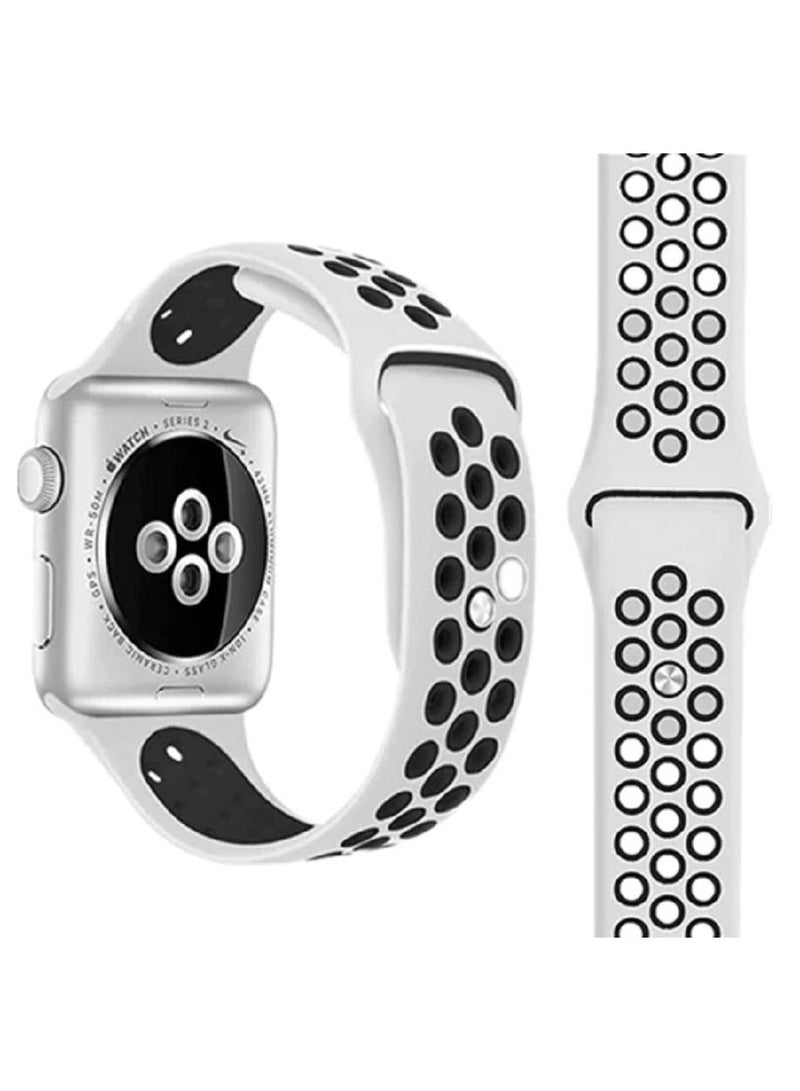 CATANES Apple Watch 41mm / 40mm / 38mm Replacement Band Silicone Strap Sport Wrist Band Replacement Smart Watch Band White/Black - Image 2