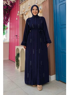Beaded Full Length Abaya 7894 Navy Blue