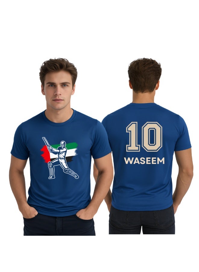 تيشيرت لاعب الكريكيت الرياضي في الإمارات العربية المتحدة - تيشيرت رجالي بأكمام قصيرة ورقبة دائرية يسمح بمرور الهواء - مثالي لممارسة الكريكيت وجلسات التدريب والملابس الرياضية اليومية - Image 1
