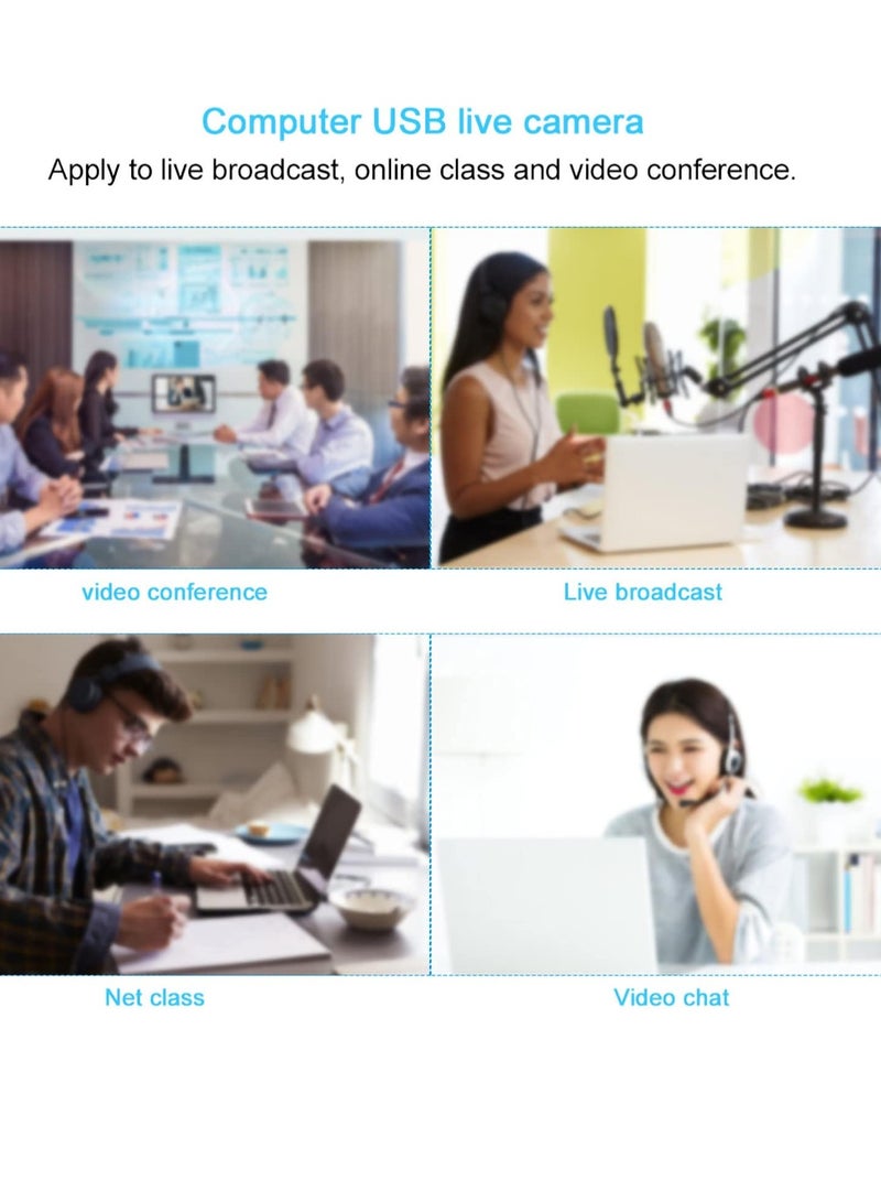 كاميرا كمبيوتر Yanmis مع محرك أقراص مجاني USB 2.0 1920 x 1080 30 هرتز مع ميكروفون مدمج، كاميرا ويب 1080 بكسل لمكالمات الفيديو، تسجيل في الوقت الحقيقي - Image 3