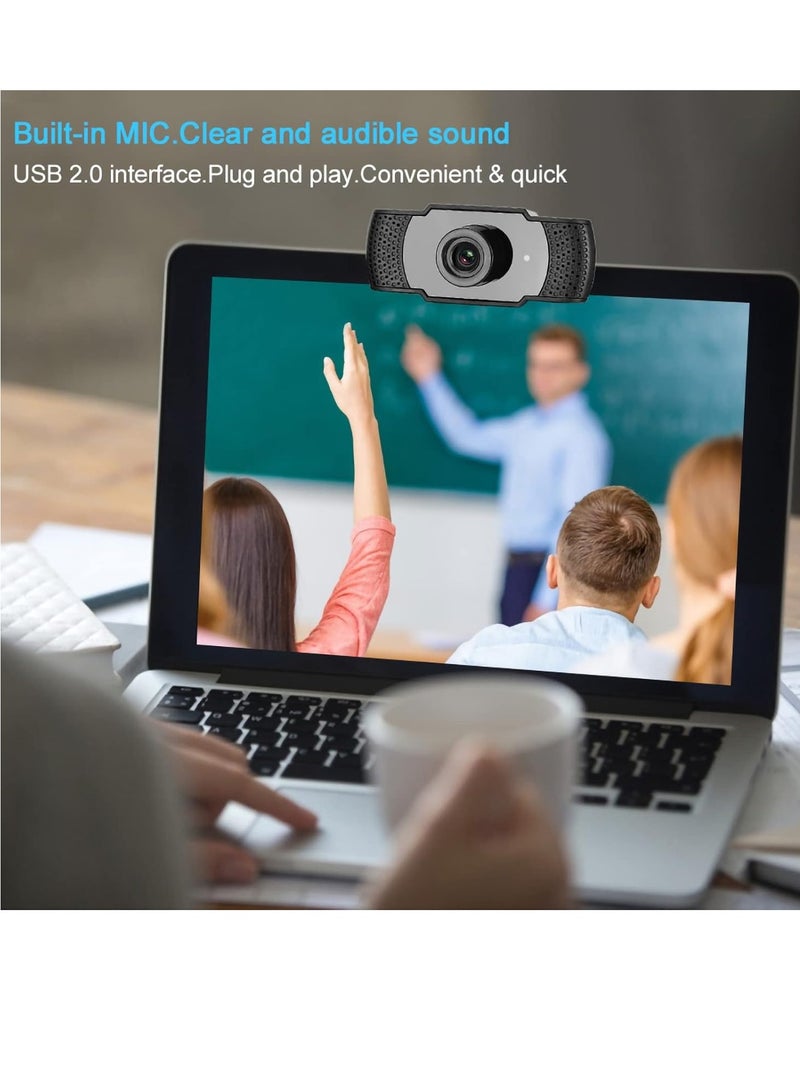 كاميرا كمبيوتر Yanmis مع محرك أقراص مجاني USB 2.0 1920 x 1080 30 هرتز مع ميكروفون مدمج، كاميرا ويب 1080 بكسل لمكالمات الفيديو، تسجيل في الوقت الحقيقي - Image 2