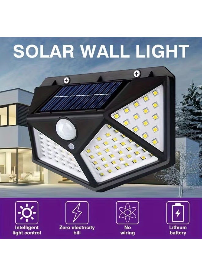 Goolsky 100 LED Motion Sensor Light, Solar-Powered, for Outdoor Use, Smart Light Sensing, Brightness Can Be Automatically Adjusted, Four-Sided Glowing Wall-Mounted Motion Sensor Light for Gardens - Image 3