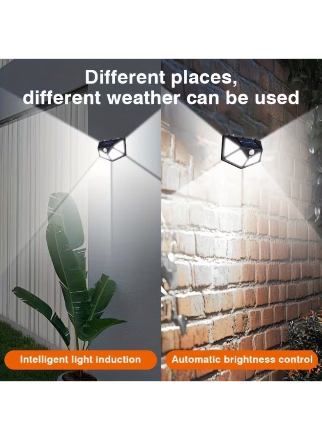 Goolsky 100 LED Motion Sensor Light, Solar-Powered, for Outdoor Use, Smart Light Sensing, Brightness Can Be Automatically Adjusted, Four-Sided Glowing Wall-Mounted Motion Sensor Light for Gardens - Image 5