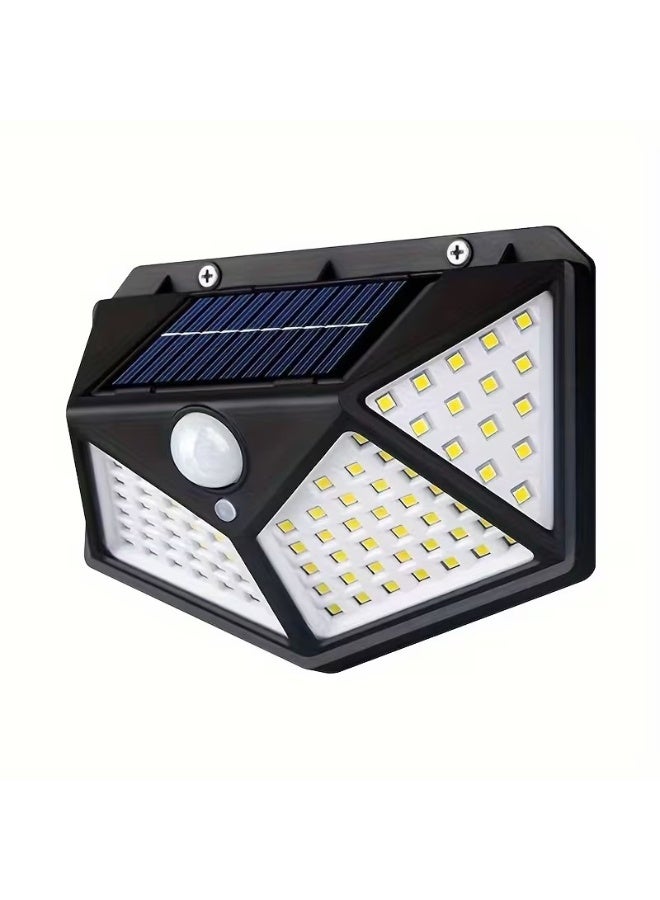 Goolsky 100 LED Motion Sensor Light, Solar-Powered, for Outdoor Use, Smart Light Sensing, Brightness Can Be Automatically Adjusted, Four-Sided Glowing Wall-Mounted Motion Sensor Light for Gardens - Image 1