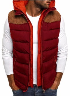 Loquat Autumn Winter New Fashion Patchwork Color Men's Hooded Vest 