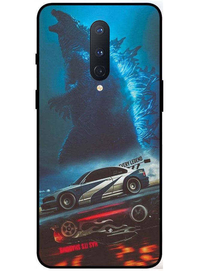 EYE CATCH - Protective Case Cover For OnePlus 8 Smart Series Printed Protective Case Cover for OnePlus 8 Godzilla & Car - Image 1