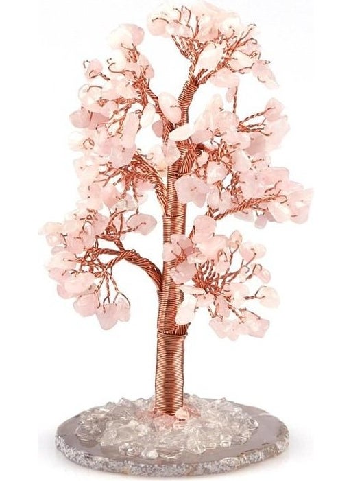 Agate - Pink Quartz Natural Stone Wire Wrapped Design Tree
