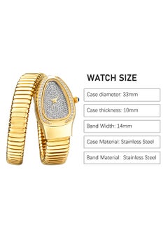 MISS FOX Fashion Snake Watch For Women Gold Diamond Stainelss Steel Ladies Quartz Wristwatch Luxury Exquisite Waterproof Watches  - Image 5
