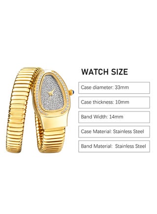 Fashion Snake Watch For Women Gold Diamond Stainelss Steel Ladies Quartz Wristwatch Luxury Exquisite Waterproof Watches - view 5
