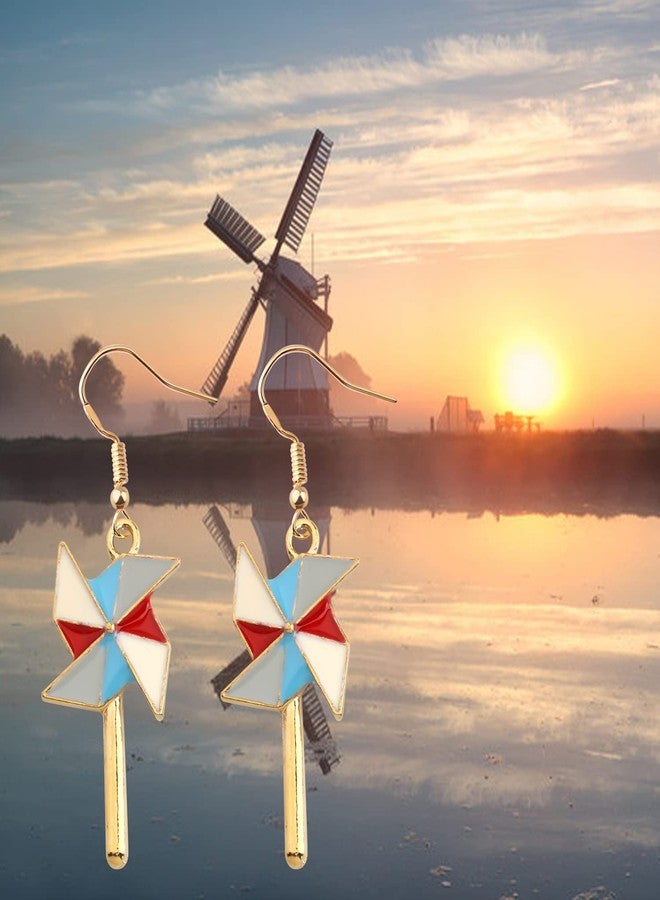 PLITI Windmill Dangle Earrings Pinwheel Ear Hooks Earring Colorful Windmill Charm Jewelry For Mother Daughter BFF Friendship Gift (windmill earring) - Image 3