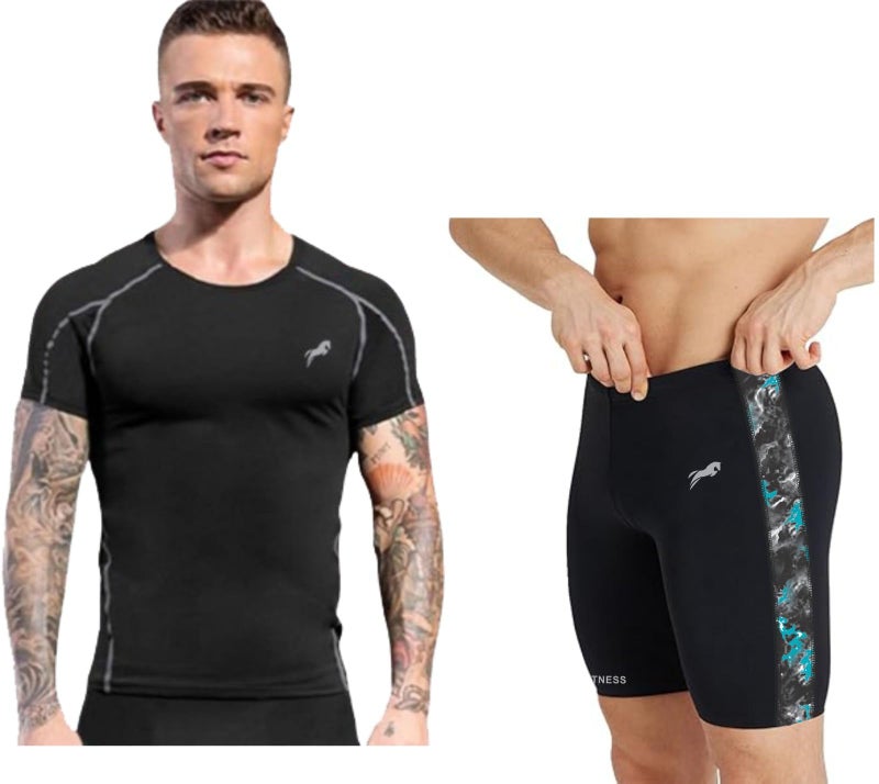 JUST RIDER Swimwear Half Sleeve T-Shirt and Shorts for Men & Women (Size-XL) Grey - Image 1