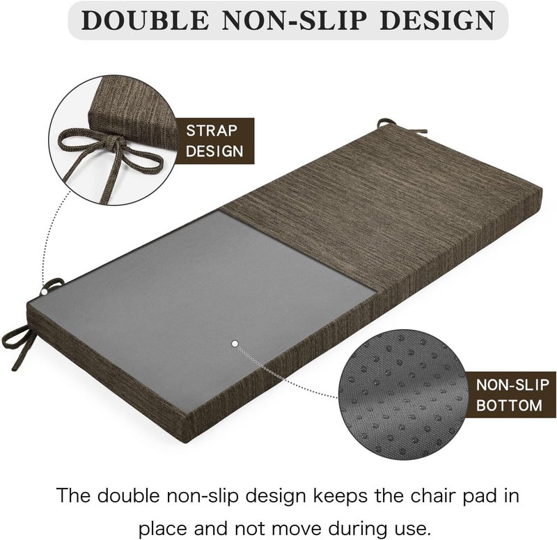 BAIBU 36 Inch Classic Solid Color Bench Cushion with Ties, Non-Slip Indoor Outdoor Rectangle Bench Seat Cushion Standard Size Foam Pad with Machine Washable Cover - One Pad Only (Brown, 36x15x1.5in) - Image 5