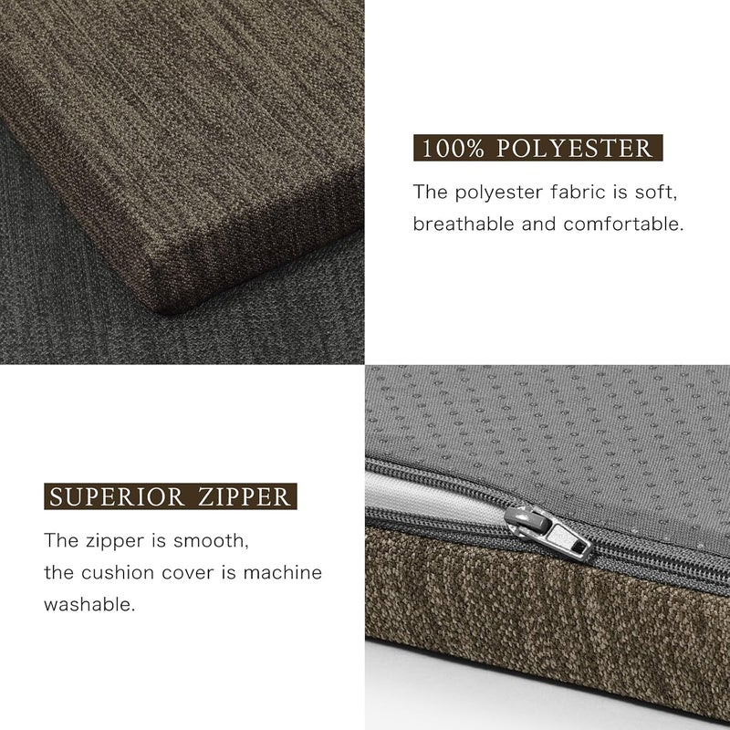 BAIBU 36 Inch Classic Solid Color Bench Cushion with Ties, Non-Slip Indoor Outdoor Rectangle Bench Seat Cushion Standard Size Foam Pad with Machine Washable Cover - One Pad Only (Brown, 36x15x1.5in) - Image 4