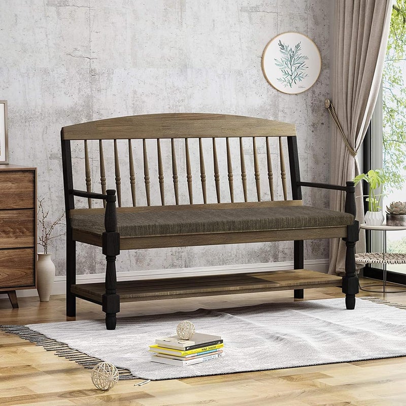 BAIBU 36 Inch Classic Solid Color Bench Cushion with Ties, Non-Slip Indoor Outdoor Rectangle Bench Seat Cushion Standard Size Foam Pad with Machine Washable Cover - One Pad Only (Brown, 36x15x1.5in) - Image 2