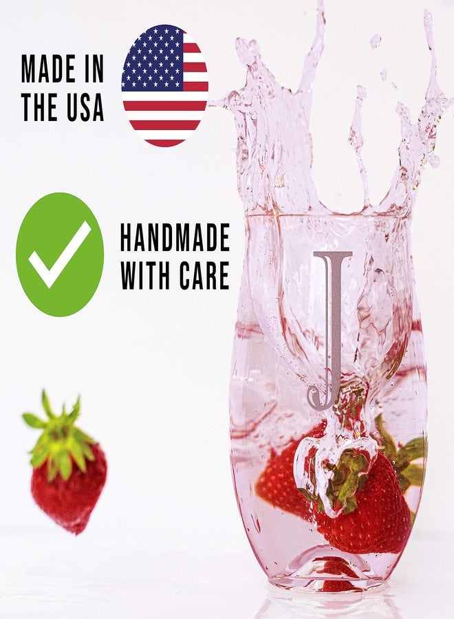 Spotted Dog Company كأس نبيذ بدون ساق سعة 17 أونصة محفور عليه حرف J (حرف J) - هدايا شخصية للنساء، أكواب نبيذ حسب الطلب، هدية عيد ميلاد محفور عليها الحرف الأول من اسمها، عيد ميلادها الأربعين - Image 4