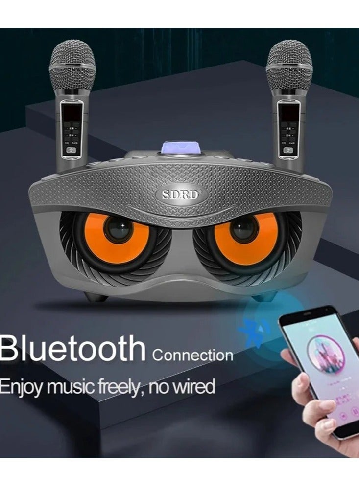 سدرد آلة كاريوكي، مكبر صوت كاريوكي محمول بتقنية البلوتوث مع ميكروفونين لاسلكيين للكبار والأطفال، ميكروفون كاريوكي مع نظام صوتي يدعم USB/TF/AUX--ذهبي - Image 2