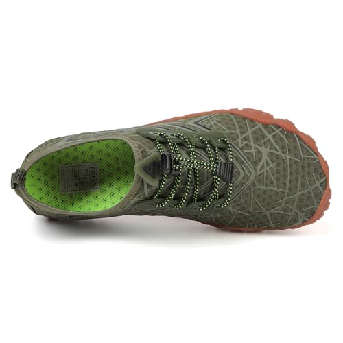 UBFEN Water Shoes Aqua Swim Shoes Mens Womens Beach Sports Quick Dry Barefoot for Boating Fishing Diving Surfing Green Color Size US 13 Women 11 Men - Image 3