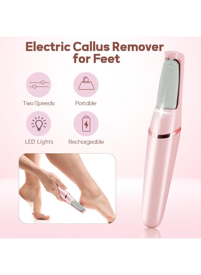 Lukadah Electric Foot File for Feet, Rechargeable Pedicure Callus Remover with 2 Replacement Roller Heads, Portable Electric Foot Callus Remover with Protective Cover, USB Charging Cable, Smooth Skin Care Tool for Heels and Dry Feet (Multi-colour) - Image 2