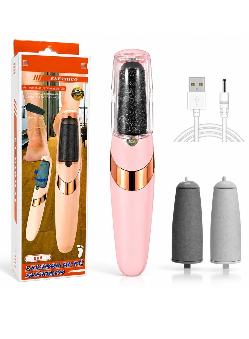 Lukadah Electric Foot File for Feet, Rechargeable Pedicure Callus Remover with 2 Replacement Roller Heads, Portable Electric Foot Callus Remover with Protective Cover, USB Charging Cable, Smooth Skin Care Tool for Heels and Dry Feet (Multi-colour) - Image 1