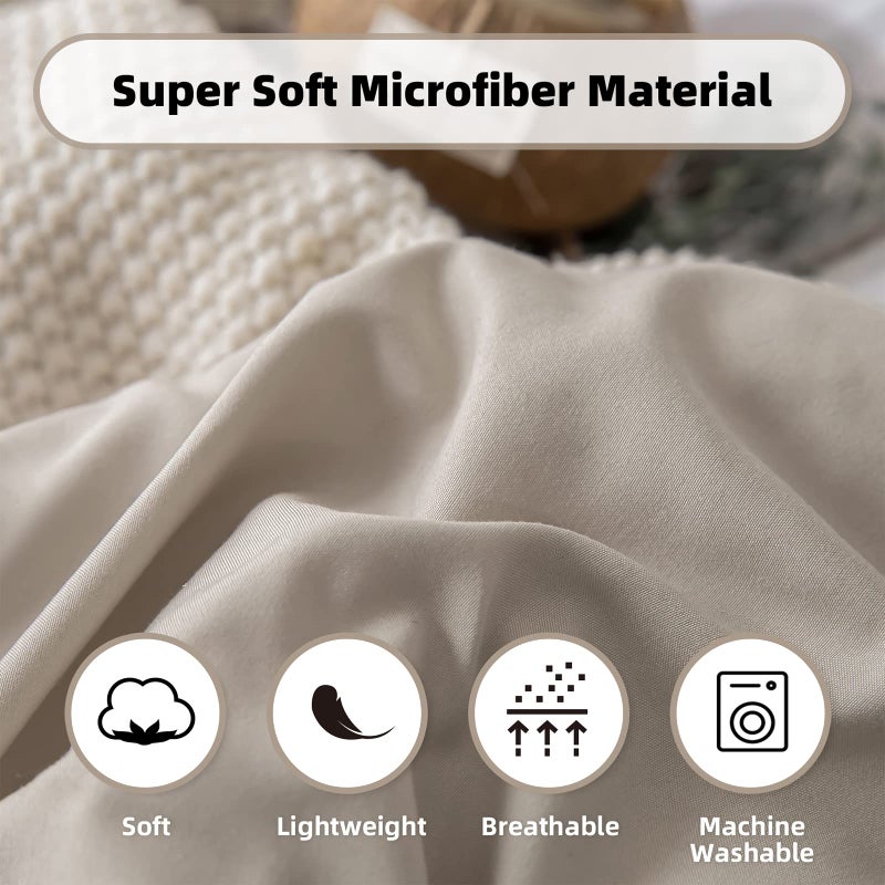 weigelia King Size Comforter Set 7 Pieces Oatmeal Comforter Set King Bed in a Bag Soft Fluffy Bedding Comforter with Sheets, Pillow Shams and Pillowcases for All Season - Image 3