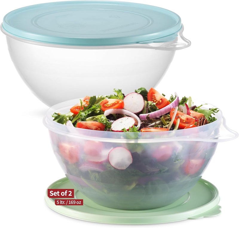 Signoraware SIGNORA WARE Large Food Storage Containers with Lids Set of 2 – Durable Food Containers with Lids Airtight – Food Grade Non-BPA Plastic Salad Bowl with Lid Leftover Containers – Nestable Design - Image 1