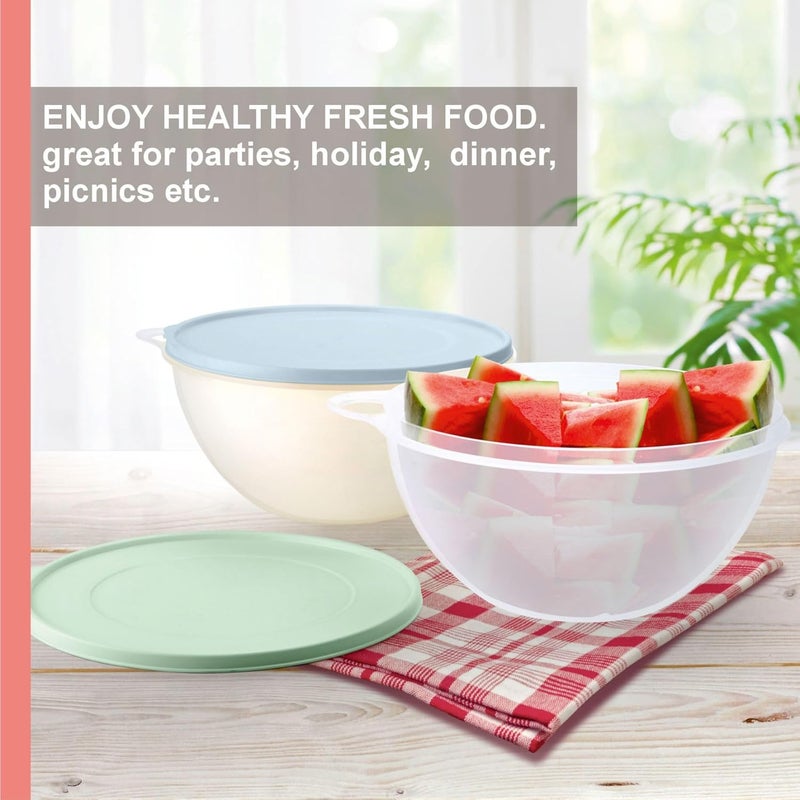 Signoraware SIGNORA WARE Large Food Storage Containers with Lids Set of 2 – Durable Food Containers with Lids Airtight – Food Grade Non-BPA Plastic Salad Bowl with Lid Leftover Containers – Nestable Design - Image 3