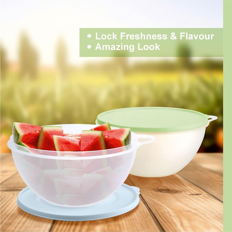 Signoraware SIGNORA WARE Large Food Storage Containers with Lids Set of 2 – Durable Food Containers with Lids Airtight – Food Grade Non-BPA Plastic Salad Bowl with Lid Leftover Containers – Nestable Design - Image 2