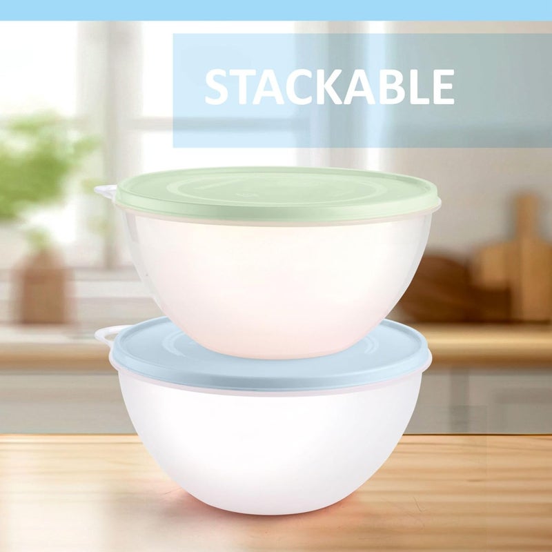 Signoraware SIGNORA WARE Large Food Storage Containers with Lids Set of 2 – Durable Food Containers with Lids Airtight – Food Grade Non-BPA Plastic Salad Bowl with Lid Leftover Containers – Nestable Design - Image 5