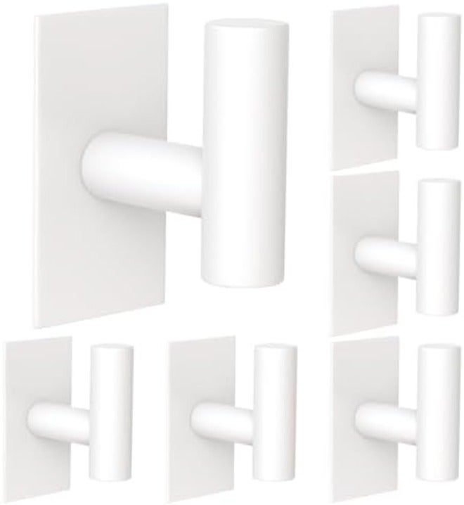 VAEHOLD Wall Towel Hooks, Heavy Duty Sticky Holder Waterproof Towel Hooks for Hanging Coat, Clothes, Closet Hook Wall Mount for Kitchen (White, 2 Pack) - Image 1
