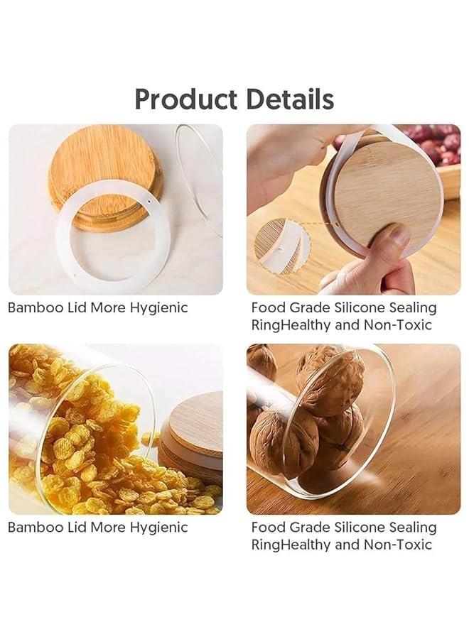 HOOKOR 12 Piece 300ML Glass Jars Set,Upgrade Spice Jars with Wood Airtight Lids and Labels, Small Food Storage Containers for Home Kitchen, Tea, Herbs, Sugar, Salt, Coffee, Flour, Herbs, Grains - Image 2