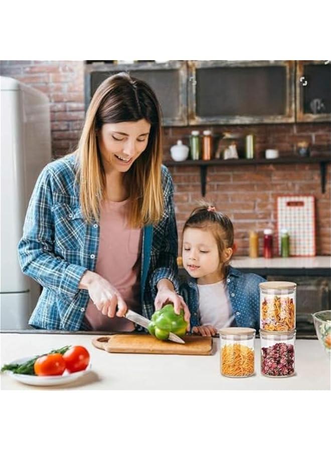 HOOKOR 12 Piece 300ML Glass Jars Set,Upgrade Spice Jars with Wood Airtight Lids and Labels, Small Food Storage Containers for Home Kitchen, Tea, Herbs, Sugar, Salt, Coffee, Flour, Herbs, Grains - Image 5