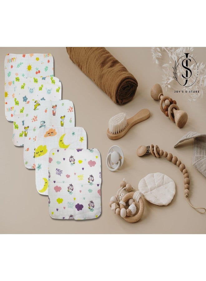 JOY'S E-STORE Muslin Cotton Baby Washcloths for Newborns | Ultra Soft, Absorbent, Reusable Face Towels | 20x20 cm | Pack of 6 | Soft Hankies for Babies - Image 5