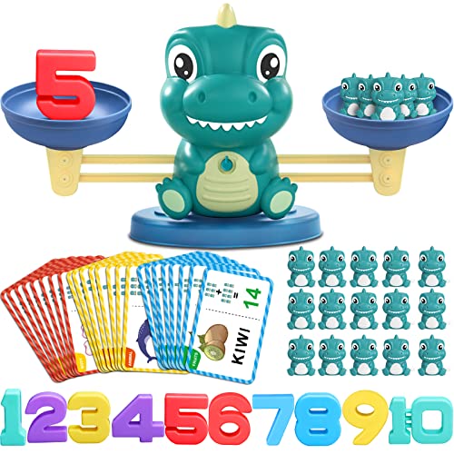 Kaodezhu Dinosaur Math Balance Toys Montessori Toys for 3 Years Old Kids Learning and Educational Toys for Boys and Girls Birthday Gifts for 4 5 6 7 Year Old Boys - Image 1