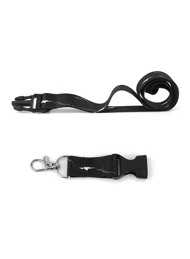 Marble Pattern Mobile Phone Lanyard, Detachable Lanyard With Buckle, Polyester Lanyard Working Certificate Card Sleeve Lanyard, Two Piece Set Of Keychain Card Sleeve Lanyard (Black) - Image 4