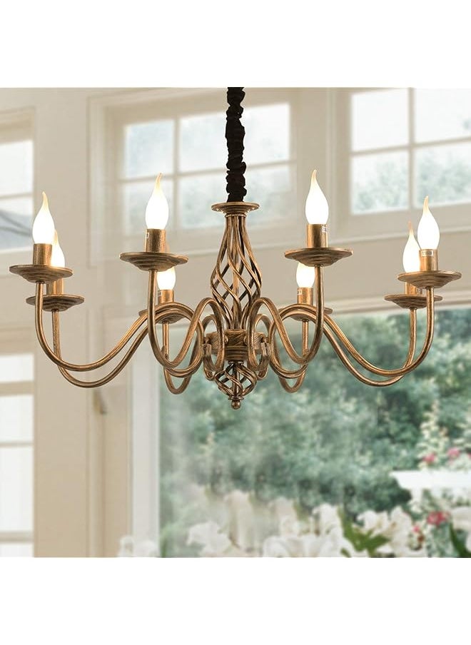 erorex - 8 Lights Chandelier Vintage French Country Chandelier Metal Bronze Living Room Chandelier Pendant Light Fixture For Farmhouse Dining Room - Image 1
