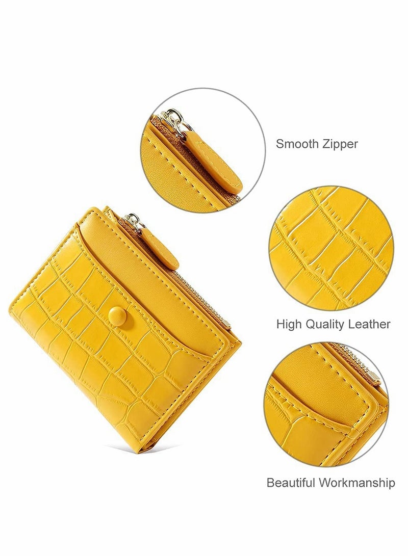 KASTWAVE Small Purses for Women Fashion Stone Pattern Girls Wallet Thin and Light Card Holder Organizer (Yellow) - Image 3
