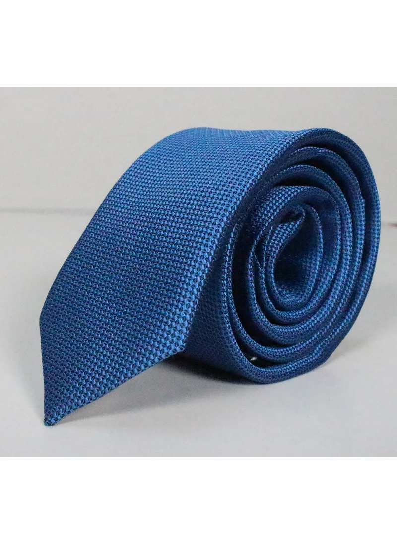 Varetta Slim Fit Eyelet Pattern Blue Tie