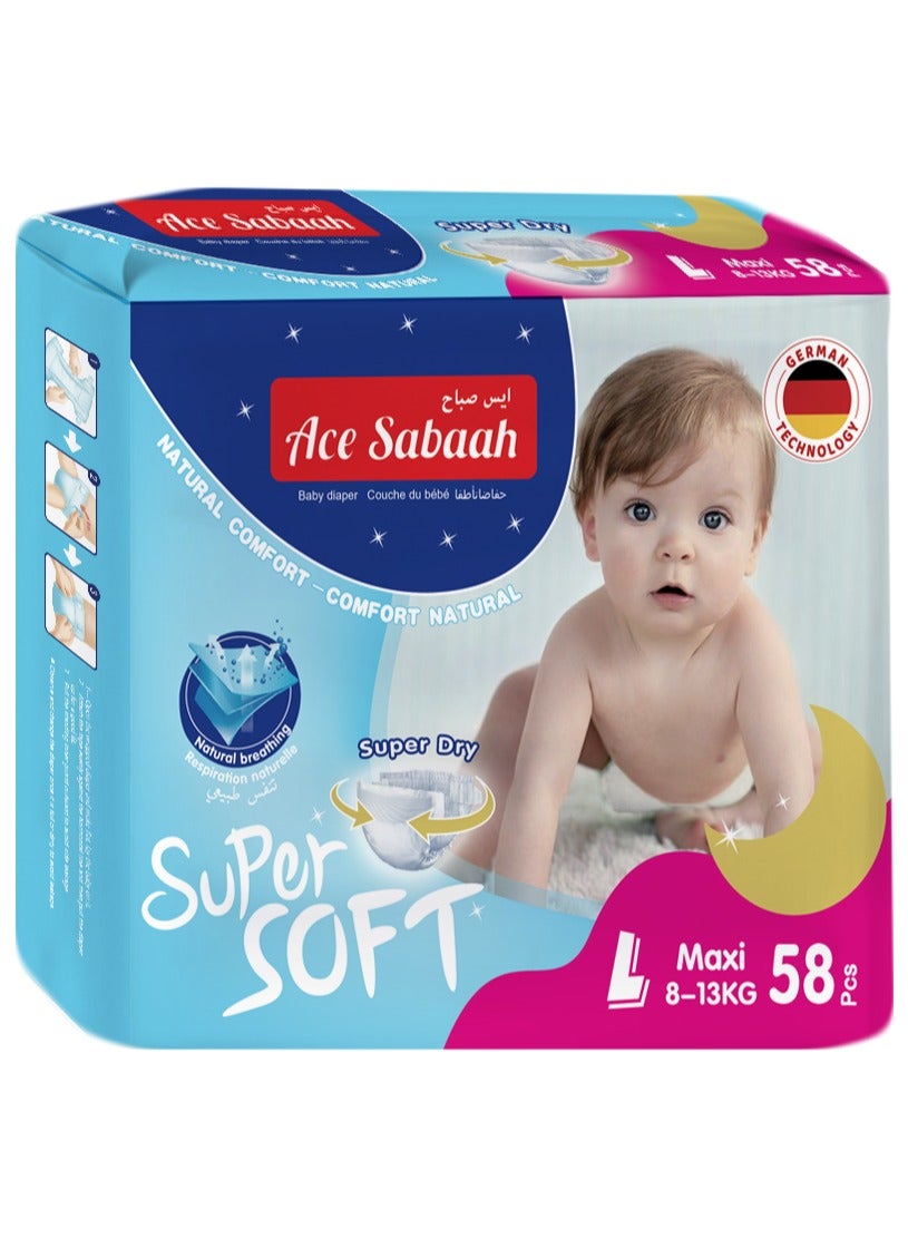 Ace Sabaah Baby Super Dry Diaper Soft Feel Large Maxi 8 - 13 Kg Natural Comfort Pack Of 1