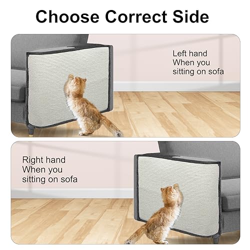 Oroonoko Large Size Cat Scratch Sofa Protector,27.5inch*19.6inch Sisal Couch Protector from Cats/Dogs Scratching for Big Arm Sofa use (Dark Grey/Right Handed) - Image 5