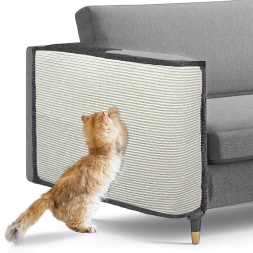 Oroonoko Large Size Cat Scratch Sofa Protector,27.5inch*19.6inch Sisal Couch Protector from Cats/Dogs Scratching for Big Arm Sofa use (Dark Grey/Right Handed) - Image 1