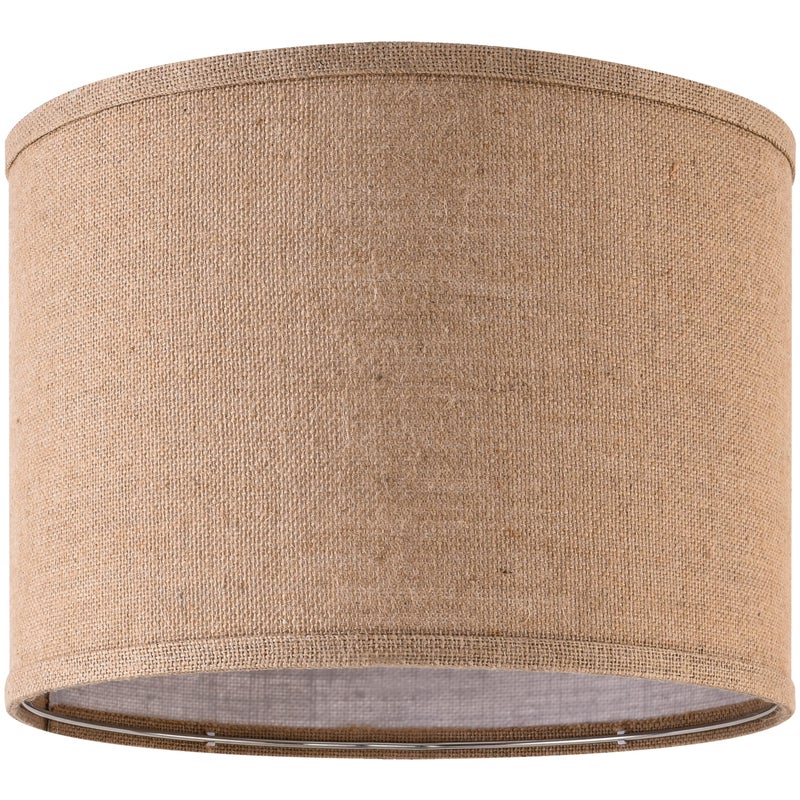 PAPAYA Natural Burlap Linen Lampshade Drum Lamp Shade 13``Top x 13``Bottom x 10``High(Spider) Brown Medium Modern Lamp Shades for Table & Bedside Lamp - Top and Bottom Self Trim Lampshades Replacemen - Image 1