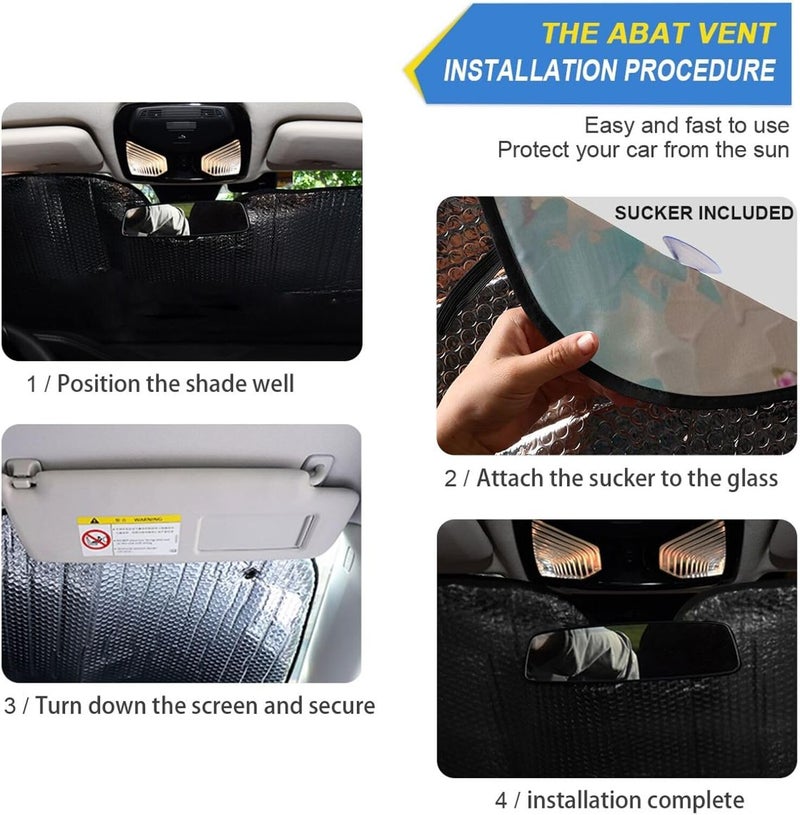 Oarencol Car Windshield Sun Shade Highland Cows Florals Foldable UV Ray Sun Visor Protector Sunshade to Keep Your Vehicle Cool 55" x 27.6" - Image 5