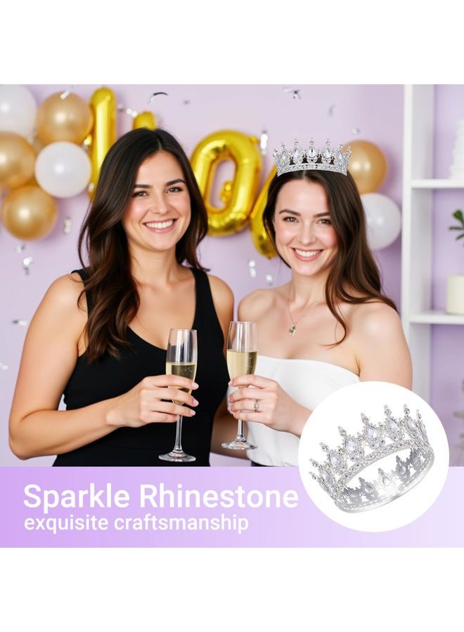 Queenship Crown for Women, Crystal Queen Crown for Birthday Costume Party Celebration, Silver - Image 5