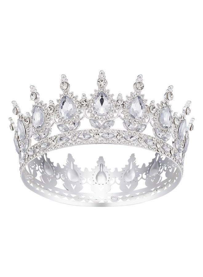 Queenship Crown for Women, Crystal Queen Crown for Birthday Costume Party Celebration, Silver - Image 1